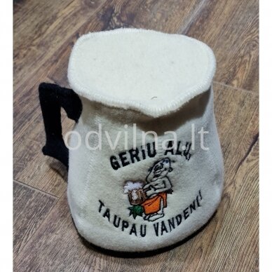 Pirties kepurė ,,Geriu alų, taupau vandenį'' Pirties kepurė ,,Geriu alų, taupau vandenį''