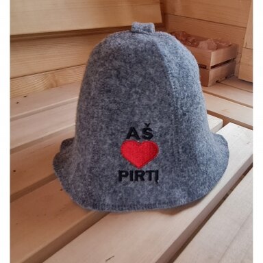 Vilnonė pirties kepurė ,,Aš myliu pirtį"